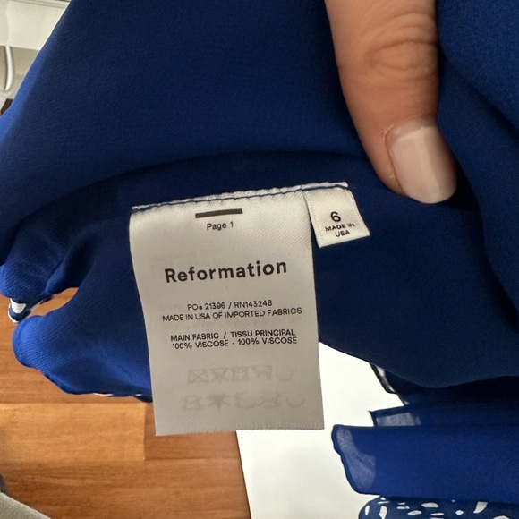 Reformation Juliette Lolita Navy Blue White Midi Dress Size 6 SOLD OUT ONLINE - Picture 8 of 8